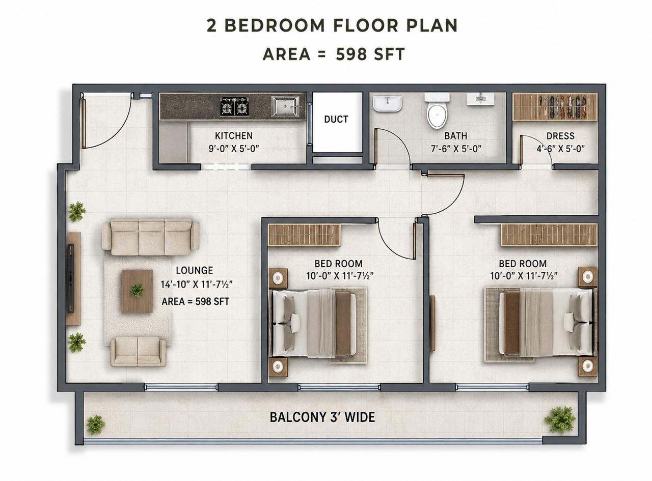 2 Bed Plan 1