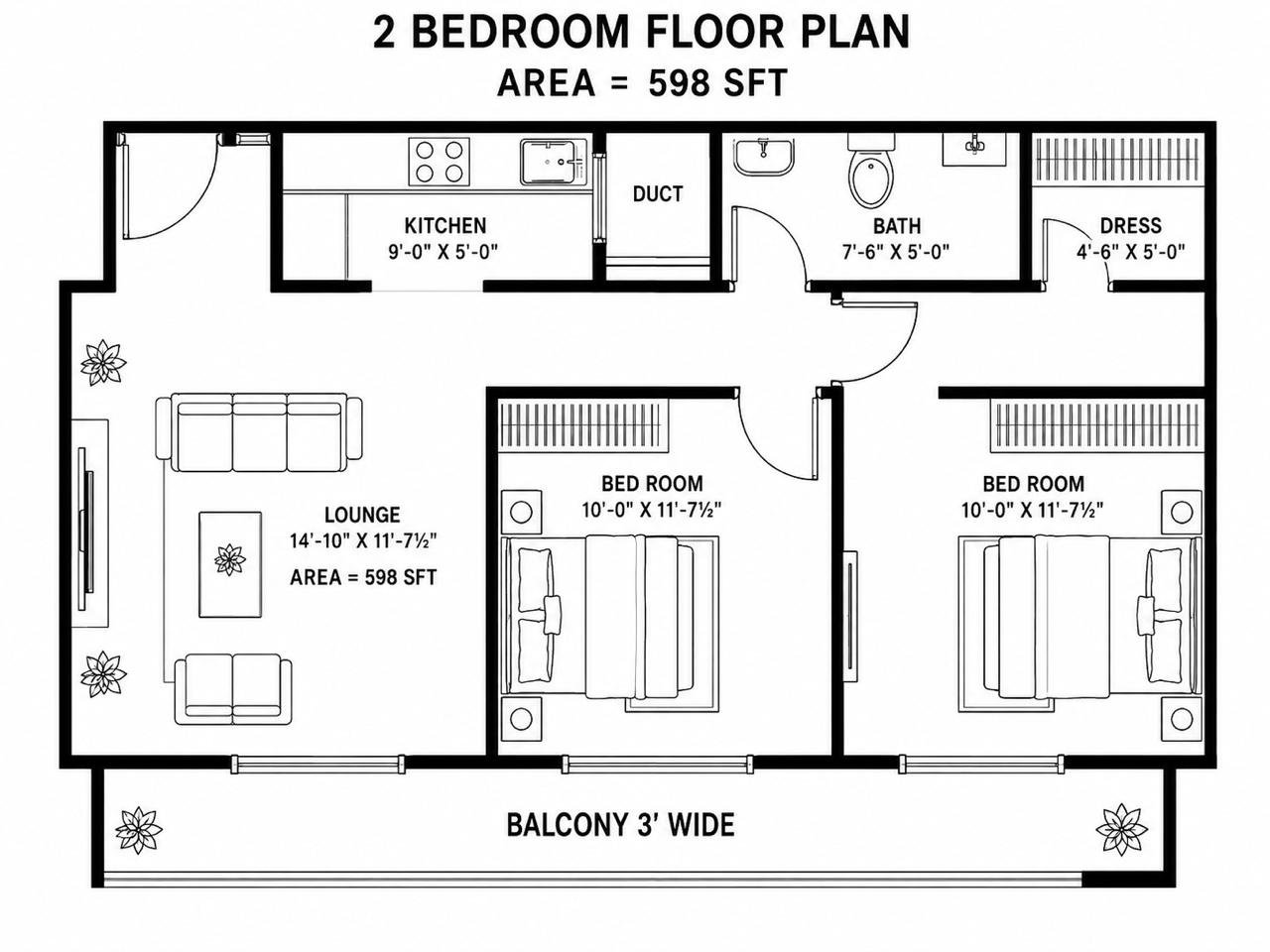 2 Bed Plan 2
