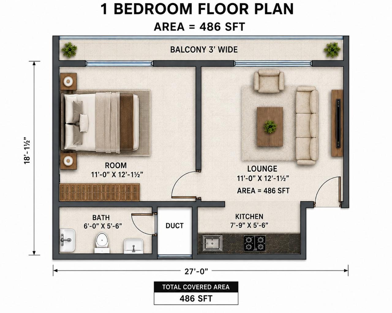 1 Bed Plan 1